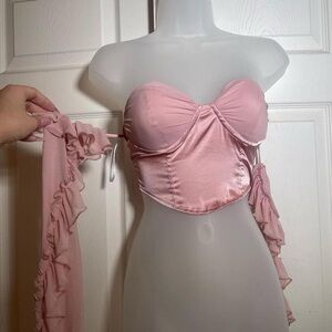Pink Strapless Bustier Top